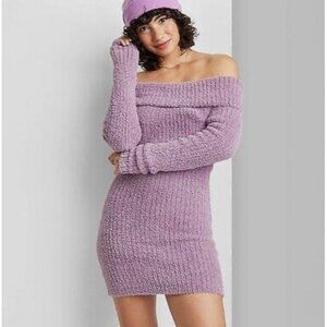 Wild Fable Women's Long Sleeve Mini Sweater Dress Purple Large